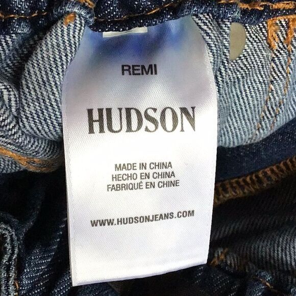 Hudson REMI Blue Denim High Rise Straight Leg Gathered Waist Crop Ankle Jeans - Picture 15 of 16